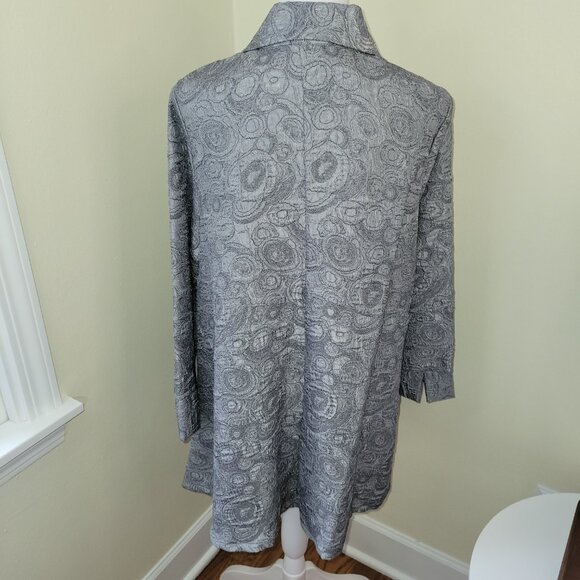 Moonlight Y&S Textured Silver Gray Oversized 3/4 Sleeve Jacket Women's Size S - Picture 6 of 13